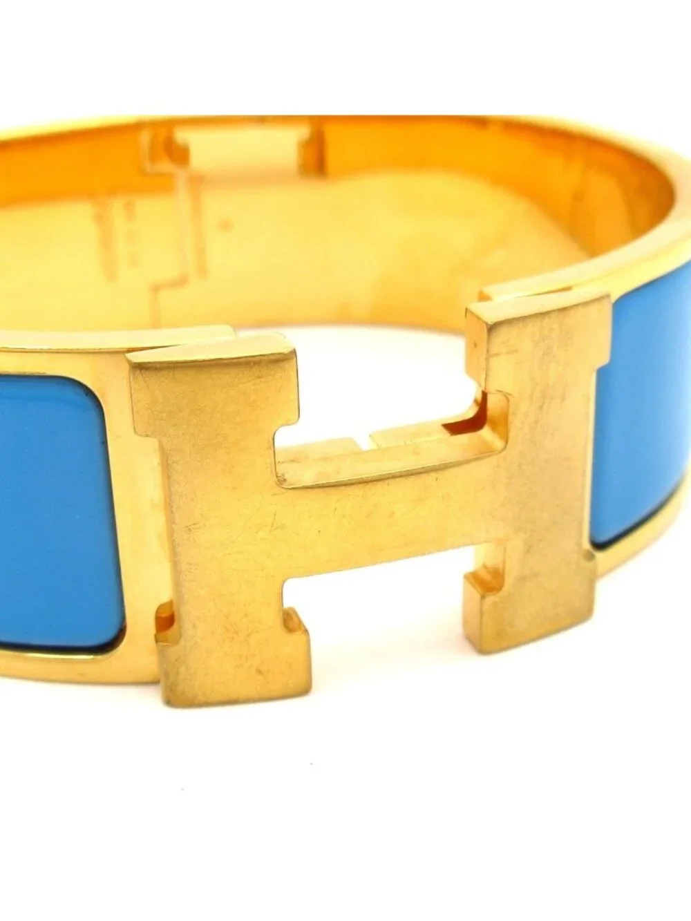 Hermes Bangle Clic Clac Gold Light Blue Bracelet